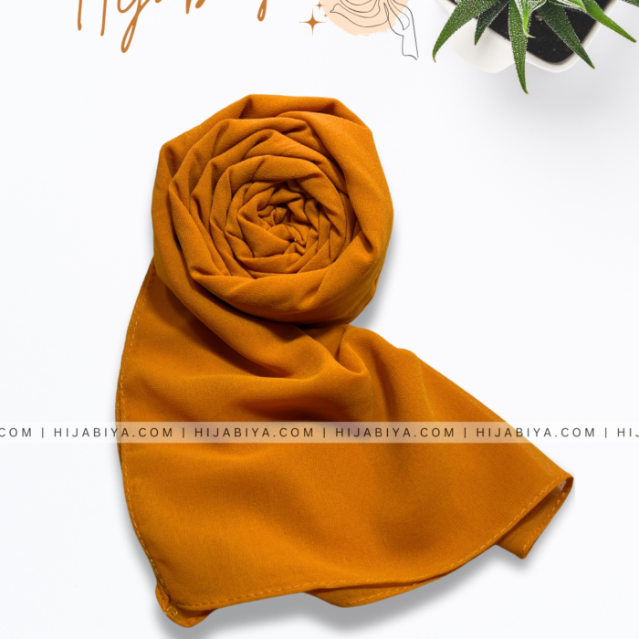 Mustard plain georgette Hijab – Premium Soft Fabric