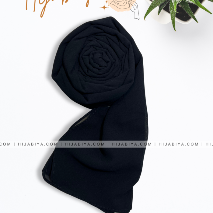 BLACK plain georgette Hijab – Premium Soft Fabric