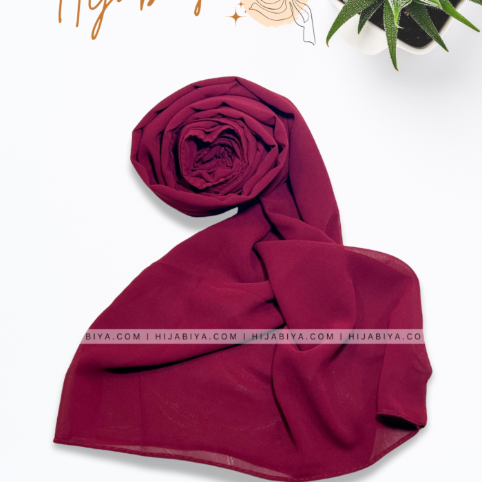 WINE plain georgette Hijab – Premium Soft Fabric